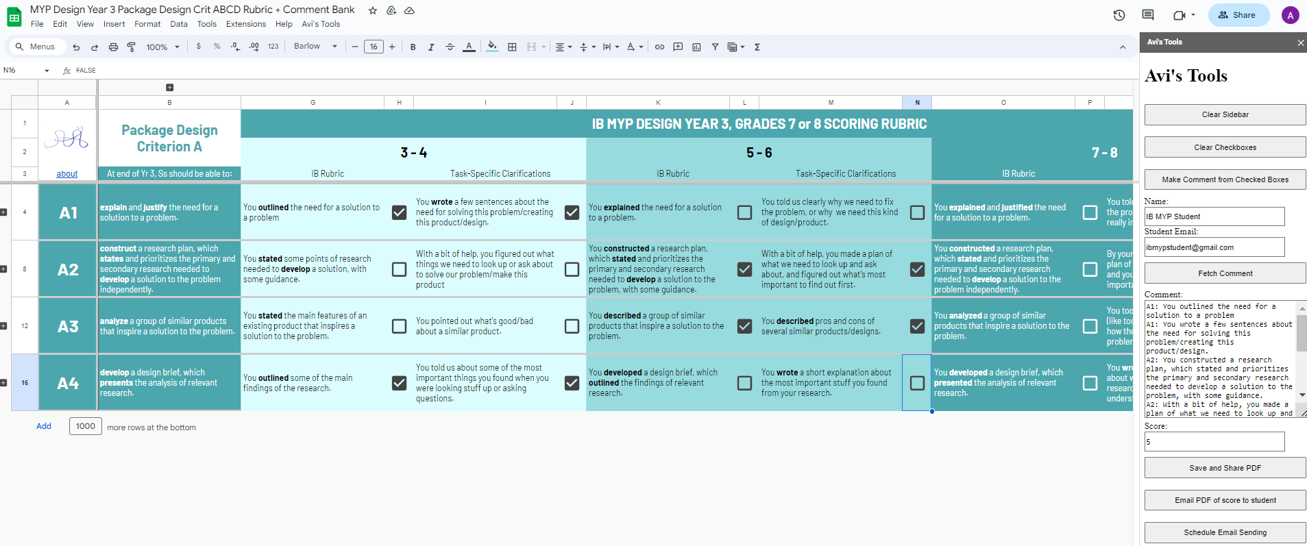 myp oral presentation rubric